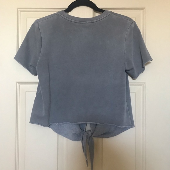 H&M Grey Short Sleeve Tie Cropped Sweatshirt S - Picture 2 of 6